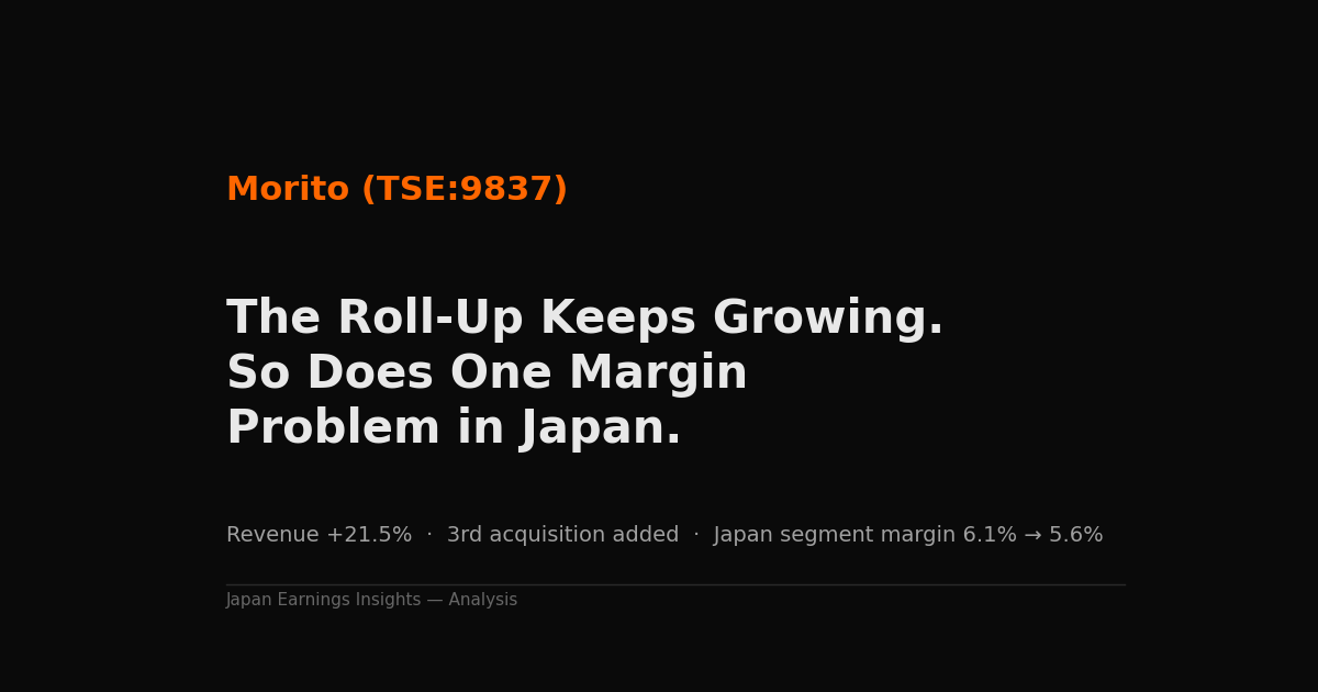 Morito (TSE:9837): The Roll-Up Keeps Growing. So Does One Margin Problem in Japan.